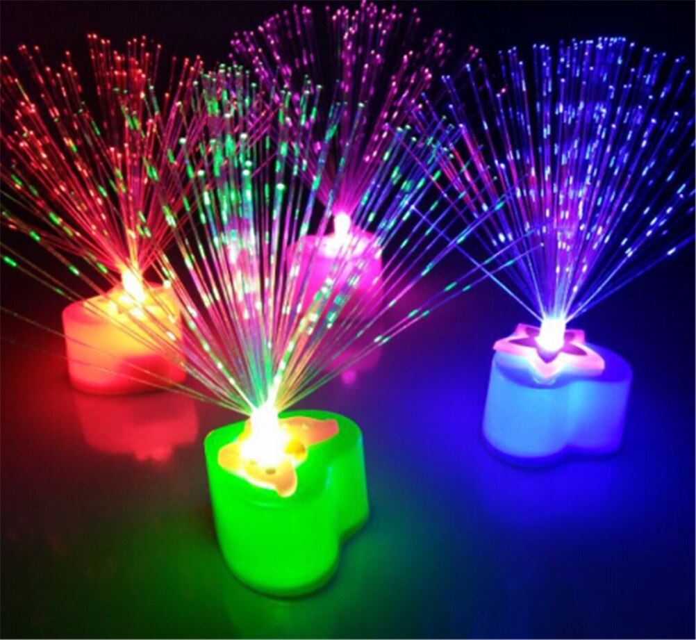 1Pc Christmas Party Decor Romantic Color Changing LED Fiber Optic Night Light-Up Toy Lamp Battery Powered Small Light