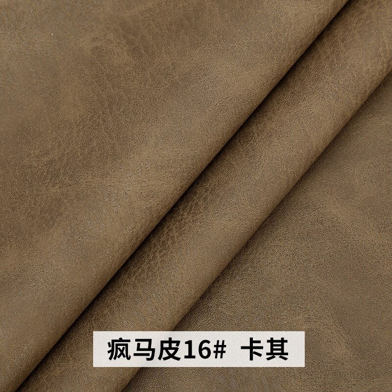 20x30cm PU Crazy Horse synthetic leather Fabric , Faux Leather Fabric for Sewing, PU artificial leather for DIY bag material: 16 Khaki
