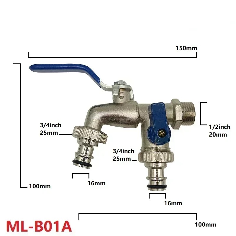 1/2 ''3/4'' Dubbele Hoofd Water Kraan Water Splitter Connector Koppeling Adapter Klep Schakelaar Tuinslang Irrigatie kraan Joint