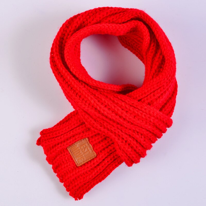 Populaire garçons filles tricoté écharpes belle automne hiver nouveaux enfants offre spéciale mignon bébé solide écharpe 1PC: Rouge