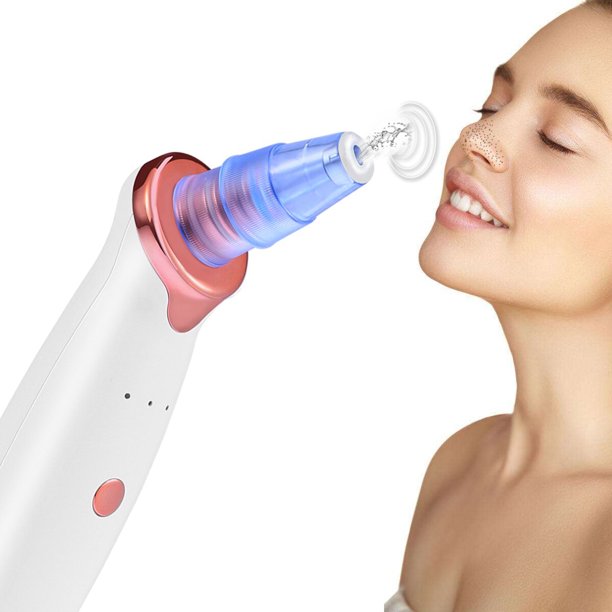 Facial Pore Nose Blackhead Vacuum Suction Machine Blackhead Remover Peeling Pore Cleansing Face Skin Deeply Cleaner (Rose Gold)