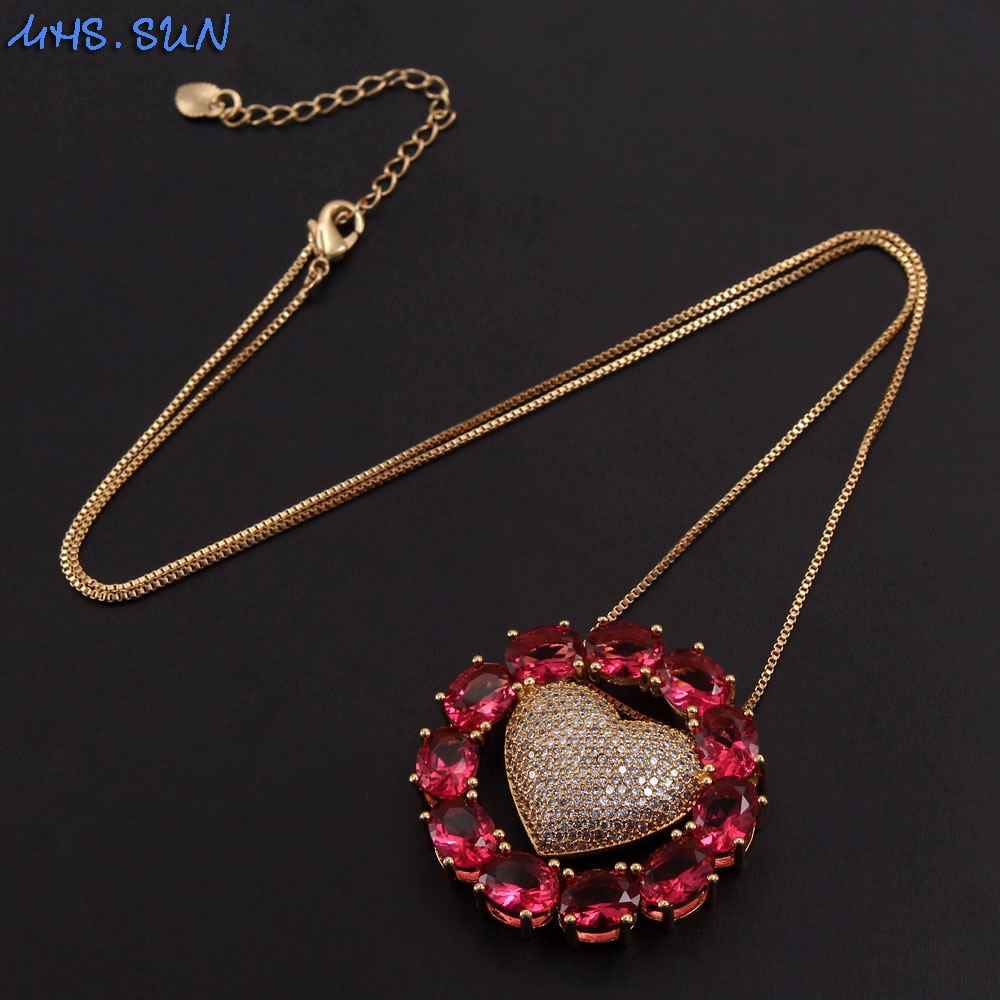 Mhs.sun valentijnsdag sieradenset voor #39 dagen met zirkonia hartvormige hanger, luxe aaa-oorbellen met cz-steentjes voor vrouwen, chokerliefhebber