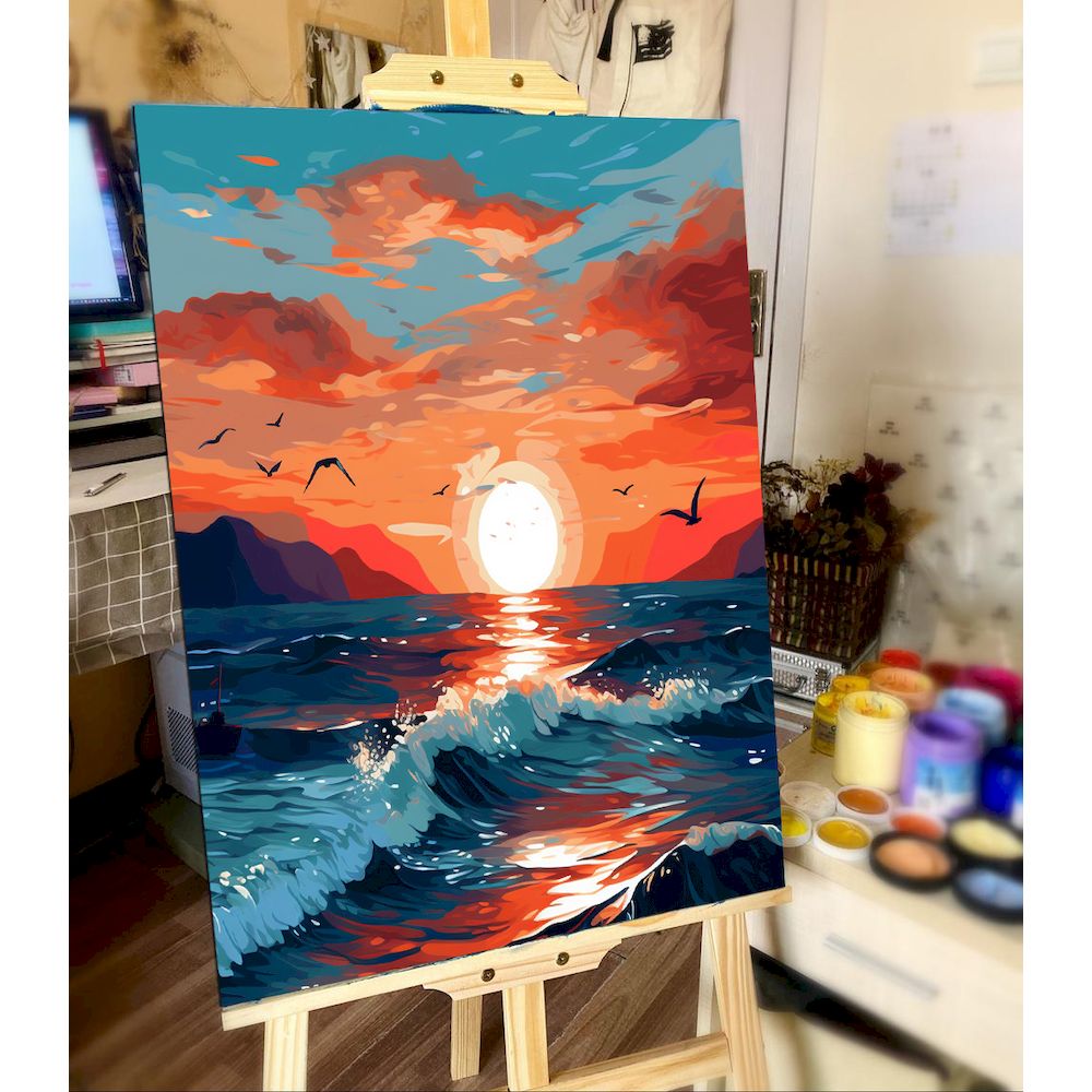 Stadt landschafts malerei nach Zahlen für Erwachsene DIY-Bausätze Hand gemalt auf Leinwand mit gerahmten Ölbild zeichnung Färbung nach Zahlen