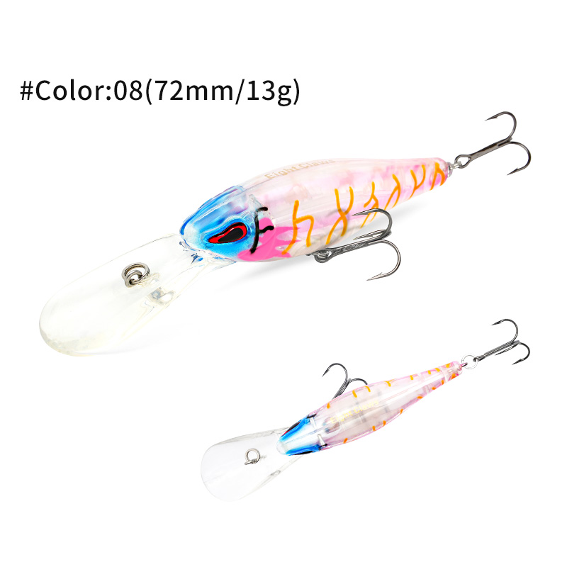 MSEASFREE Señuelo de pesca flotante Minnow, cebo duro Artificial, sonajero de 72mm y 13g, Wobblers de agua dulce para Lucio, aparejos de pesca: Verde claro