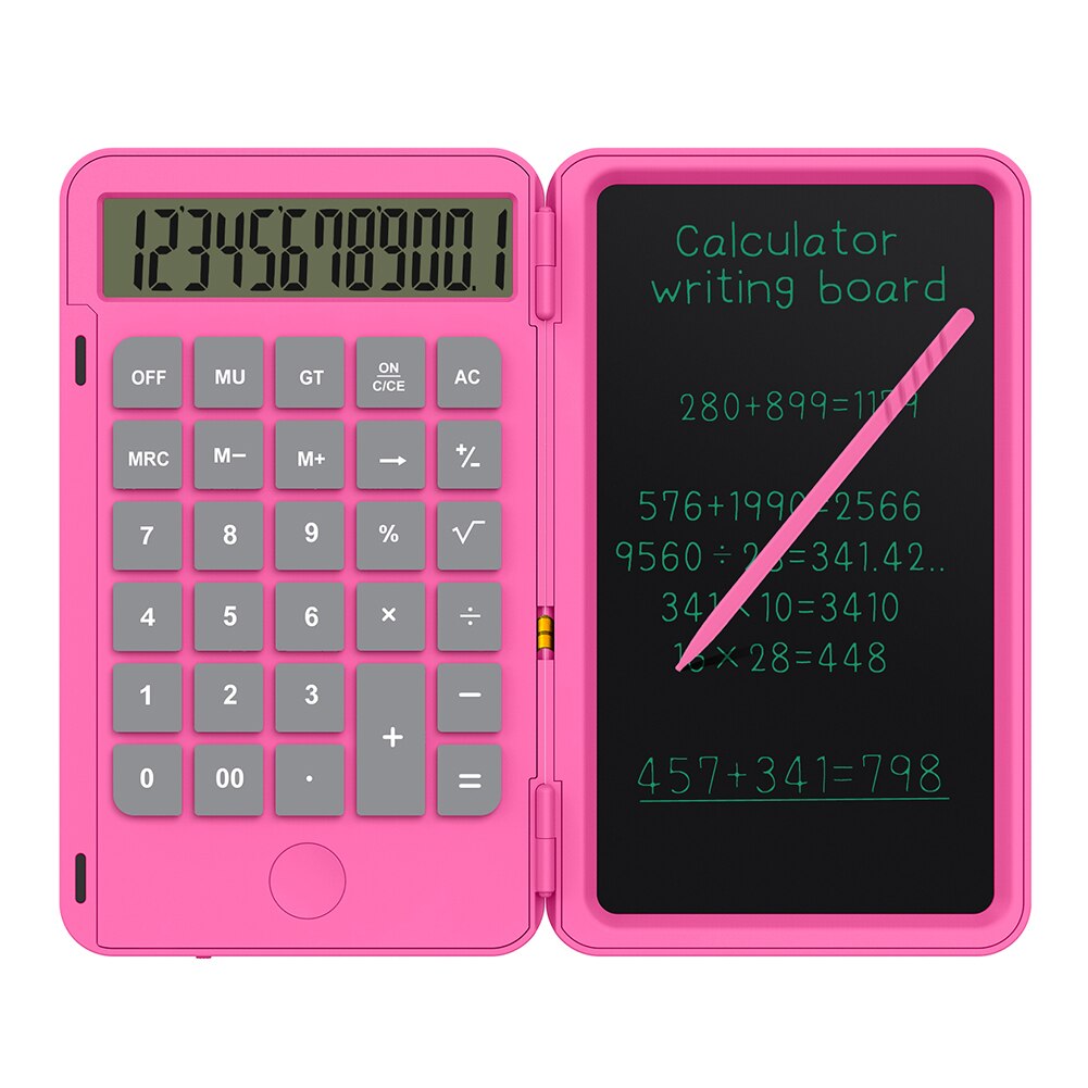 Basic Calculator Rechargeable Standard Function Desktop Calculator with 6.5 inch LCD Writing Tablet Electronic Drawing Pad: Pink