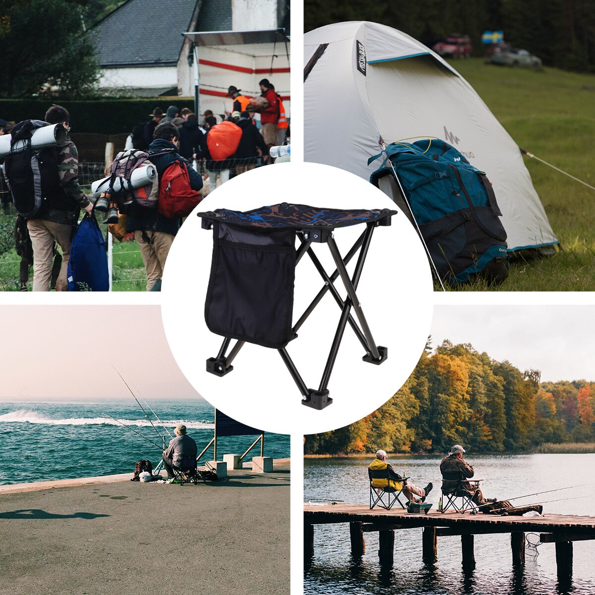 Utomhus hopfällbar stol camping bbq pall rostfri sits fiskepall
