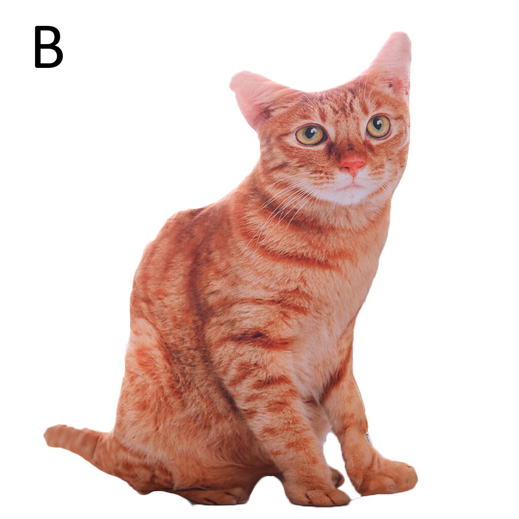 Coussin en peluche lavable 50cm | Simulation 3D, coussin de chat en peluche, coussin de chat en forme de dessin animé, pour enfants, décor de maison: B