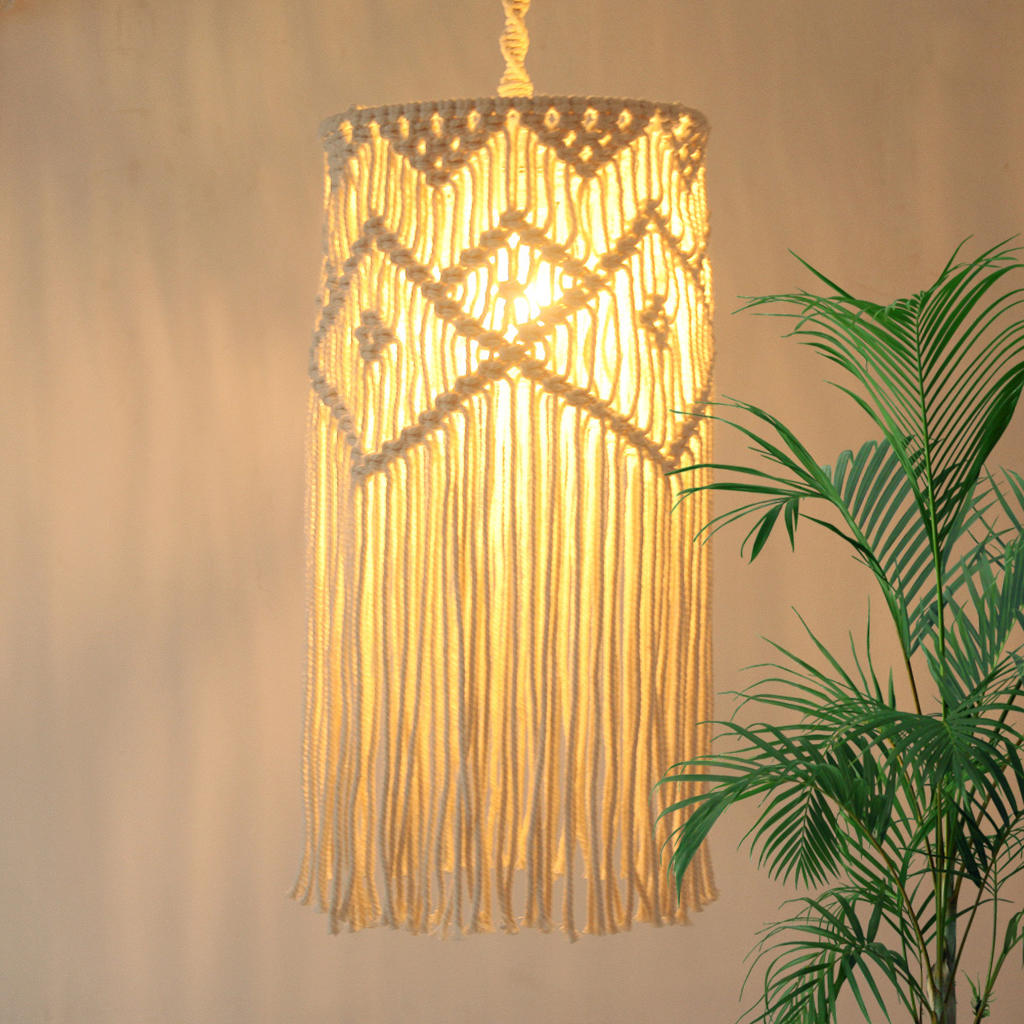 Plafonnier suspendu en macramé avec abat-jour, , luminaire décoratif de plafond