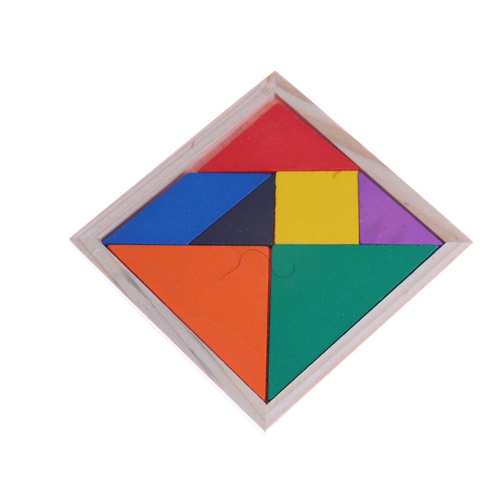 Farverig firkantet iq tetris spil sjovt træ tangram intelligent uddannelse legetøj puslespil til børn hjerneteaser