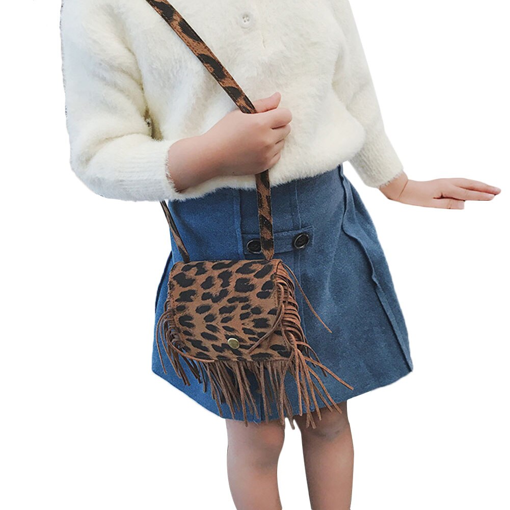 Pudcoco baby piger punge børn stor kvast håndtaske børn skulder messenger taske leopard print crossbody taske