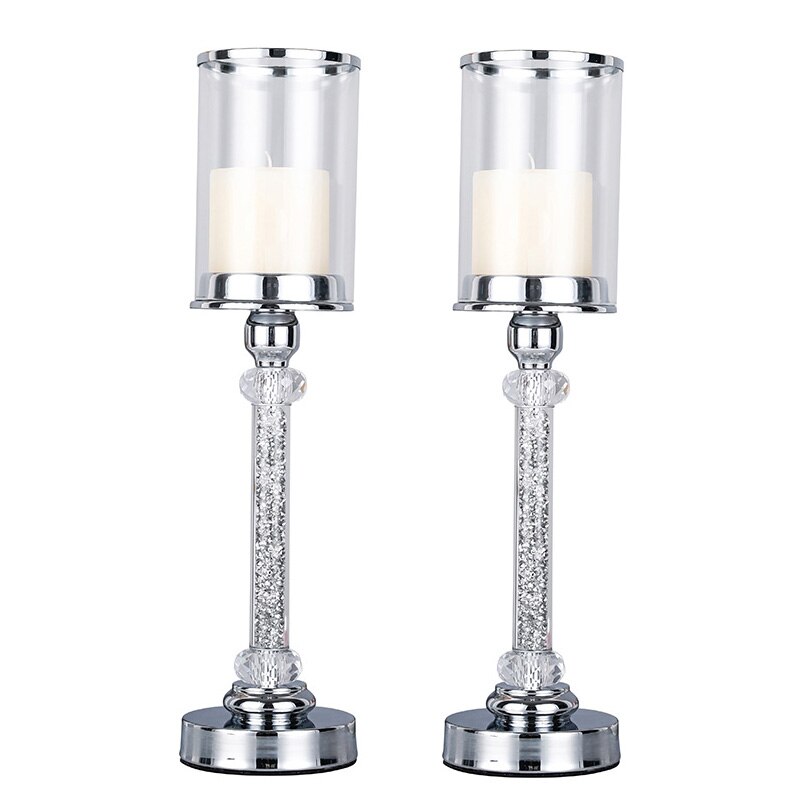 Europese stijl metalen kristallen diamant kandelaar kaarsenhouder salontafel bruiloft kerst halloween met deksel  ch137: Rood