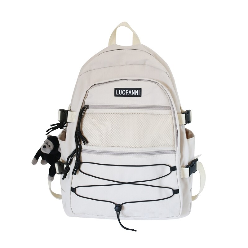 DCIMOR wysokiej jakości wodoodporny nylon kobiet plecak kobiet o dużej pojemności sznurkiem tornister dla nastolatków torba podróżna Mochilas: beige / tylko backpack