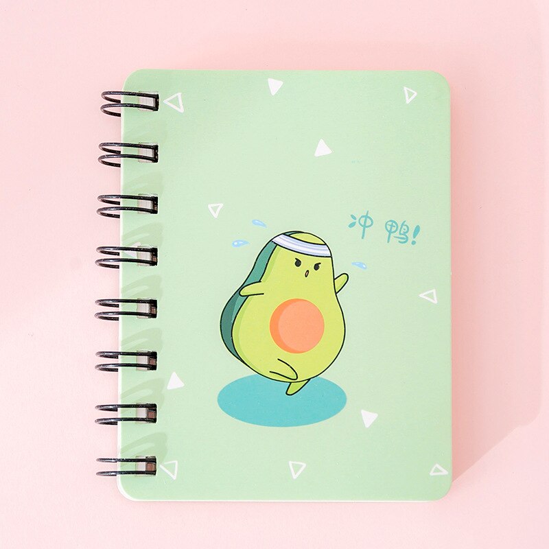 Cartoon cute avocado A7 coil notebook kawaii student mini portable notebook small pocket notebook student office stationery: 2