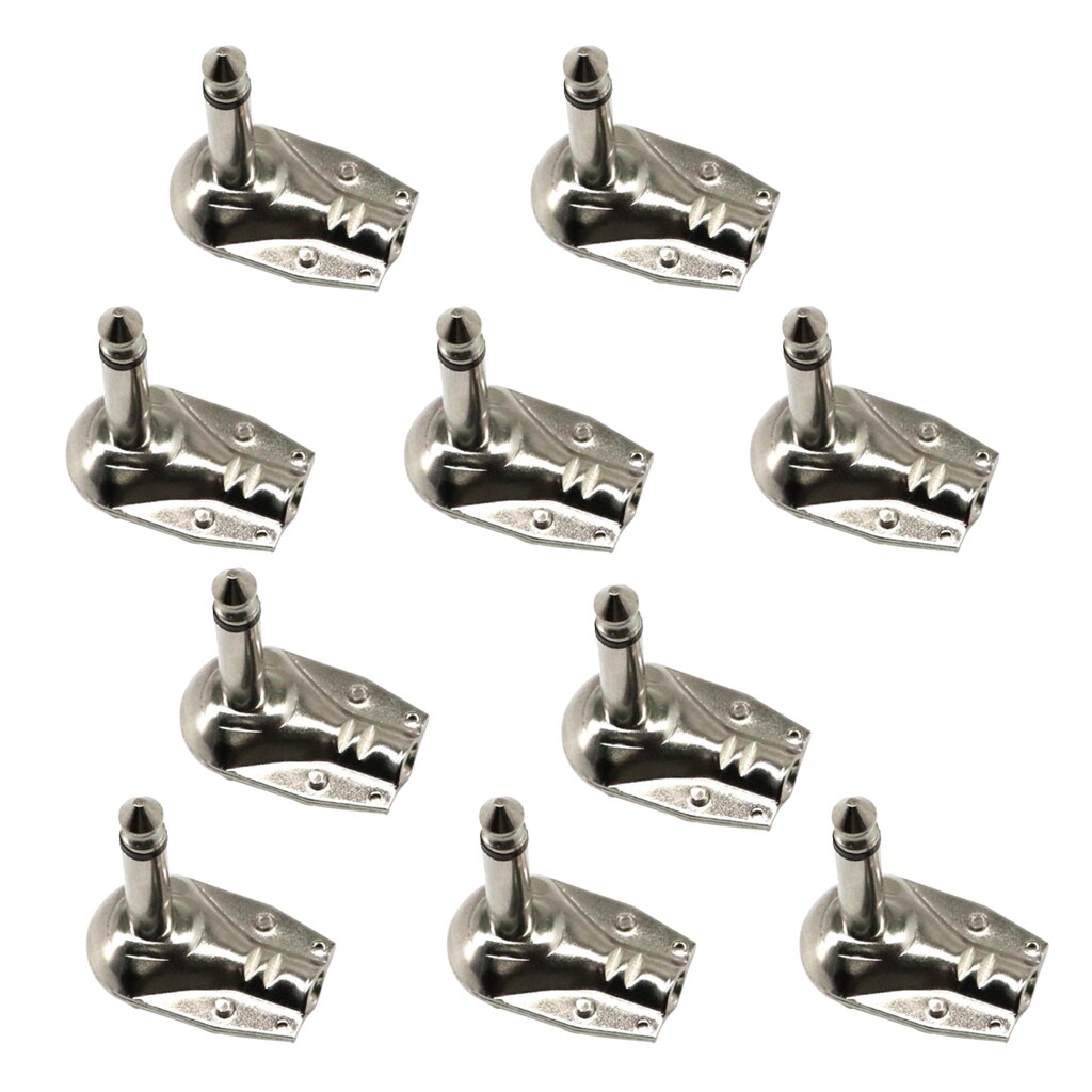 10pcs 1/4'' 6.35mm Mono 90 Degree Angle Guitar Plug Flat Male Connector Adapter Solder Lugs