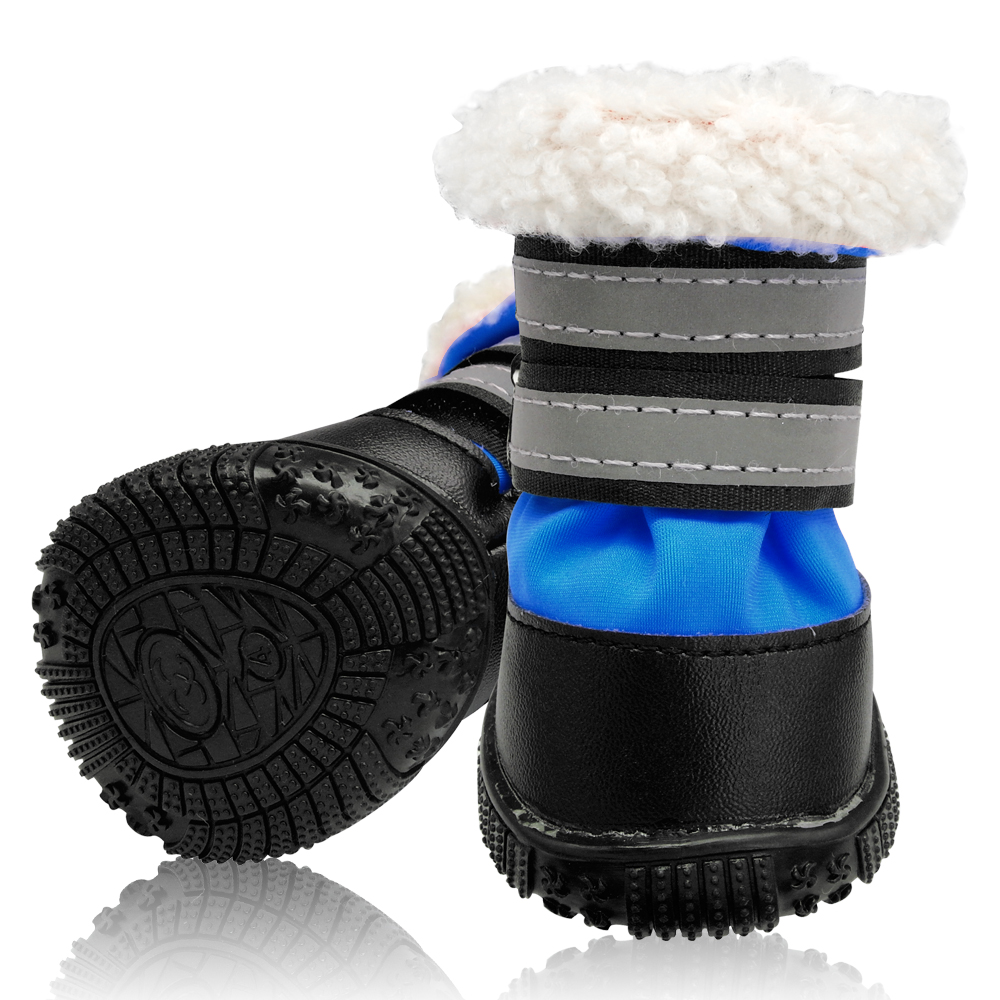 Dog Shoes Bulldog Winter Large Dog Boots Cotton None Slip Dog Rain Snow Shoes Reflective Pet Footwear Pitbull Pink Blue: Blue / 4