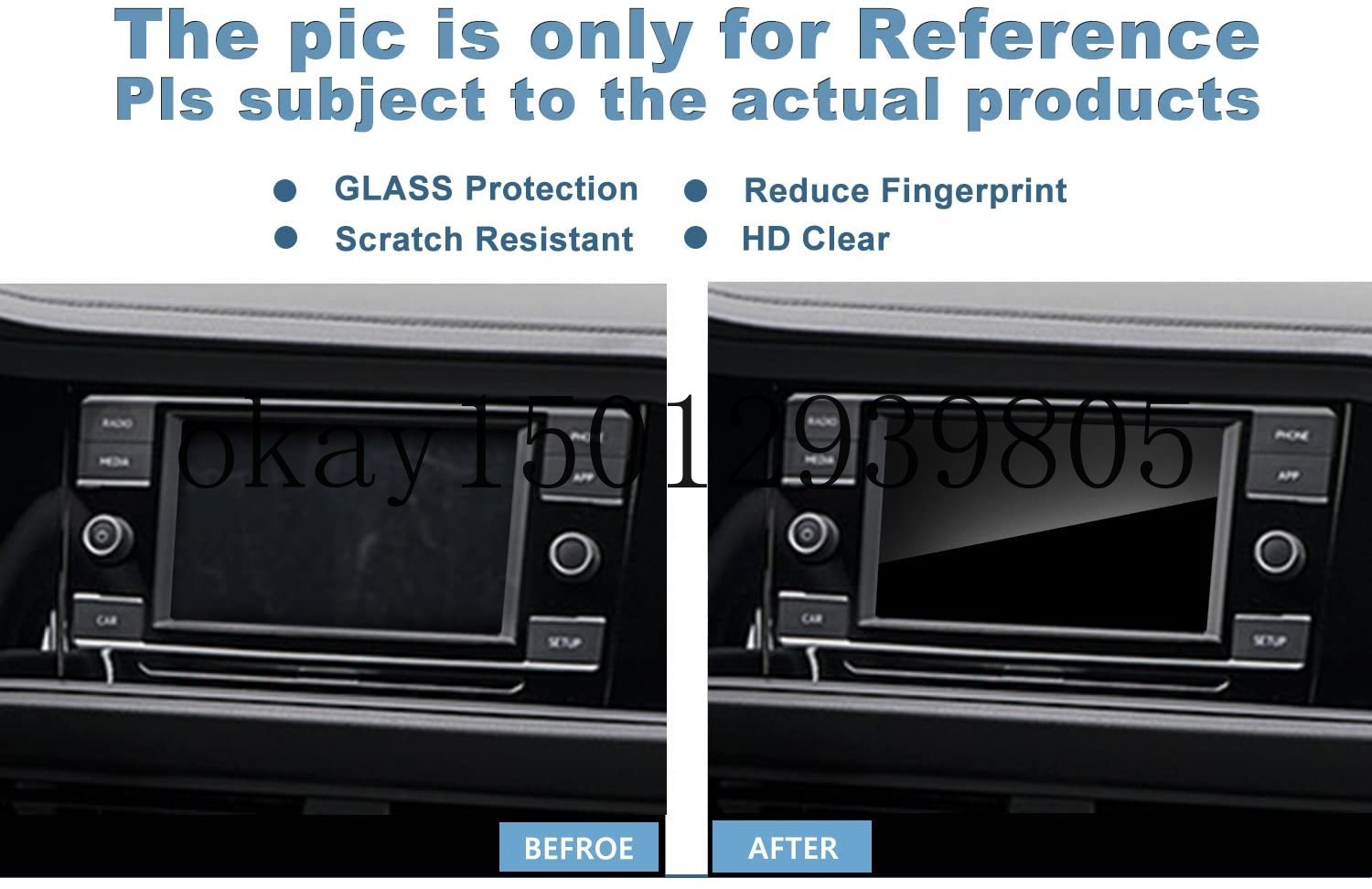 Car Navigation Screen Protector for Jetta2019 ,Clear Tempered Glass Infotainment Display in-Dash Center Touch Screen 6.5Inch