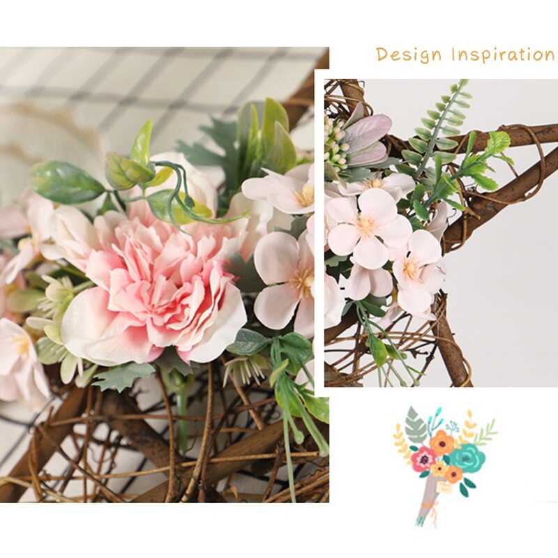 Xsimuleret boligindretning væghængende blomst træ pentagram vedhæng vægdør hængende krans juledekoration