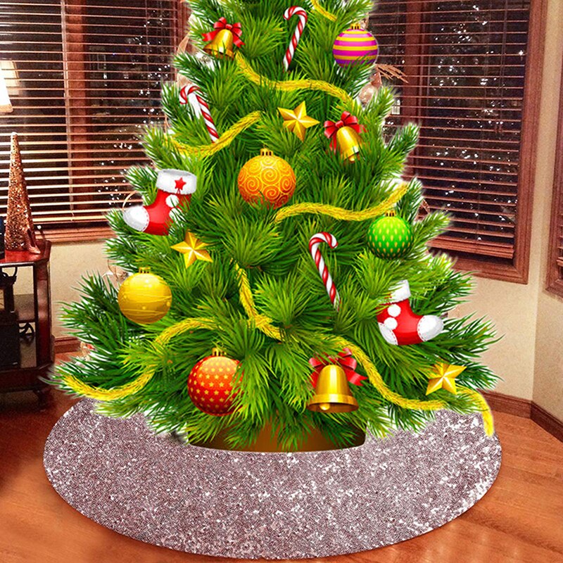 Sparkly Christmas Tree Skirts Tree Skirt Fabric Carpet Round Gold Sequin Christmas Tree Mats Beautiful Photography Tree Tool