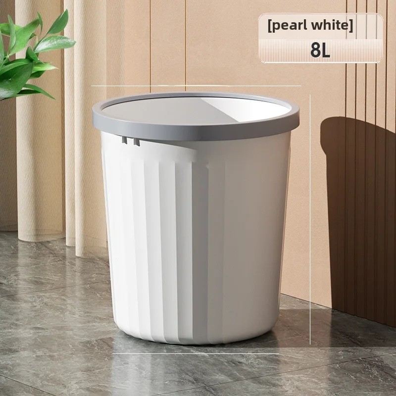 Thick Plastic Trash Can Kitchen Home Use Large Capacity No Cover Big Caliber Multi Scene Garbage Basket with Press Ring: Red