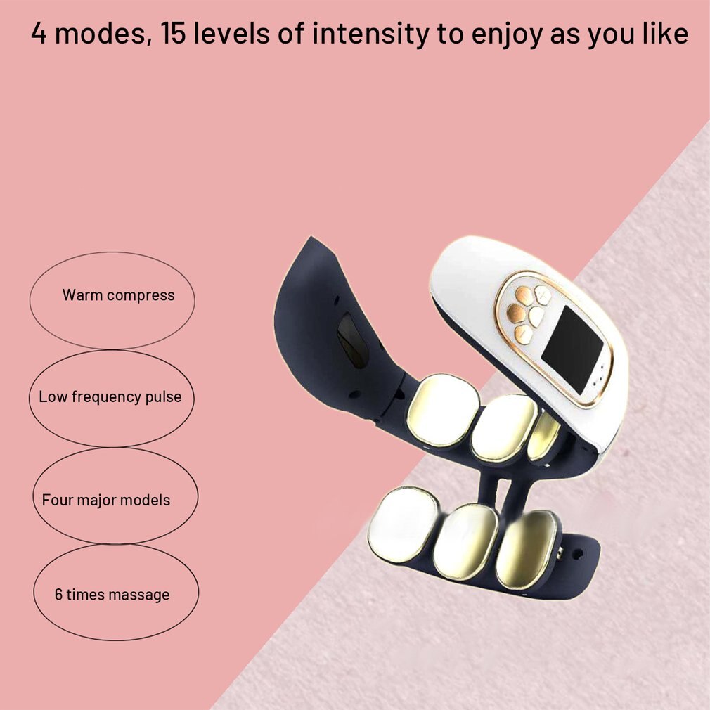 6 Heads Electric Neck And Back Pulse Massager Wireless Heat Cervical Vertebra Relax Pain Kneading Massage Machine Pain Therapy