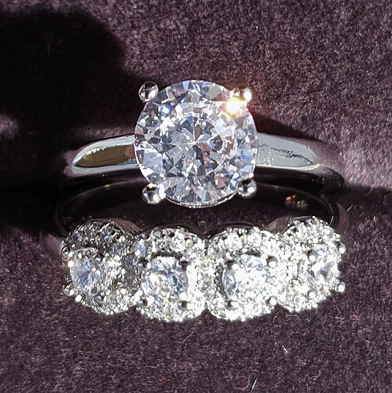 arrivals 925 sterling silver jewelry sterling silver engagement and wedding band set couple rings R5501