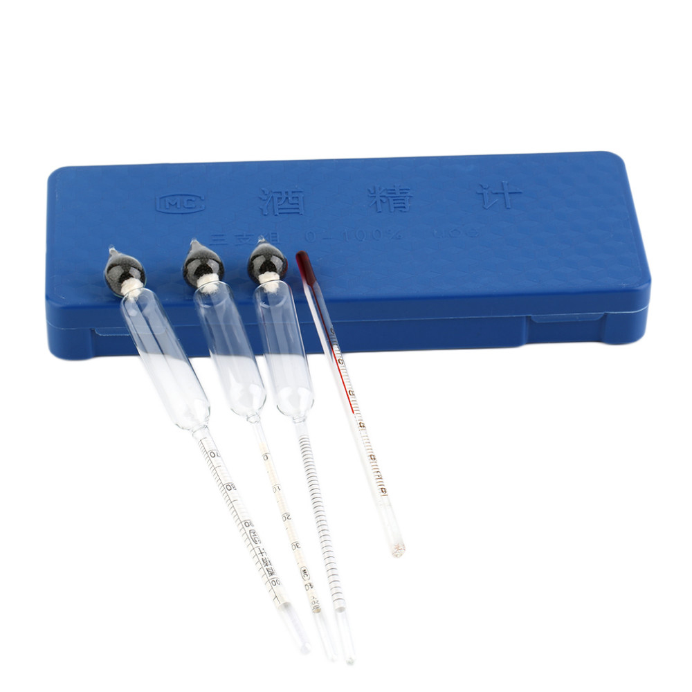 Kkmoon Alcohol Testers Meter 3Pcs Een Set 0-100% Kit Hydrometer Concentratie Meter Alcoholmeter Voor Alcohol Analyze