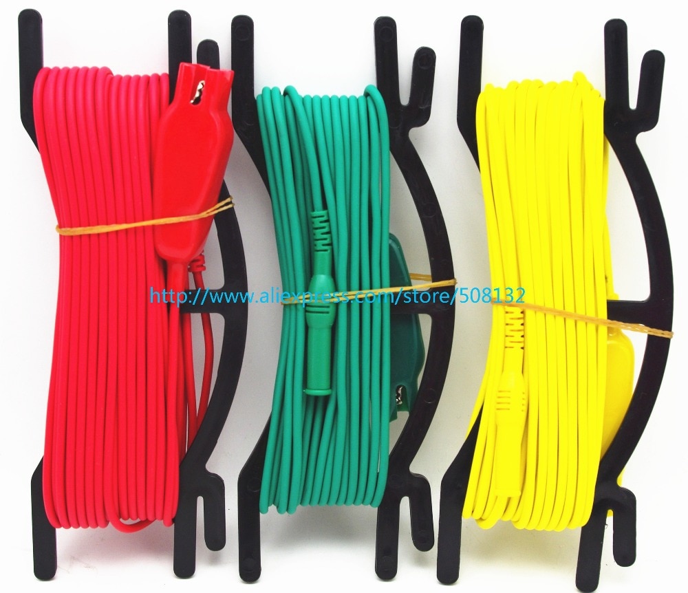 red/yellow/green Test leads set + 2pcs earth nail Use for Earth resistance tester with 4mm Banana Plugs