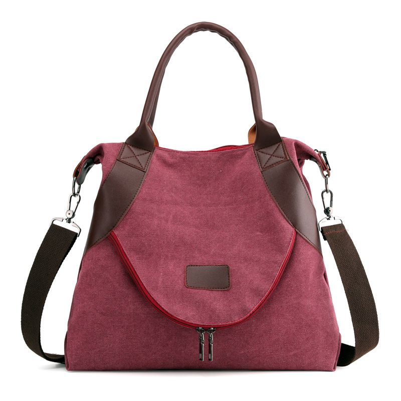 Women Handbags Korean Style Canvas Shoulder Bags Ladies Crossbody Bag For Woman Classic Canvas Hand Bag S2266: Burgundy