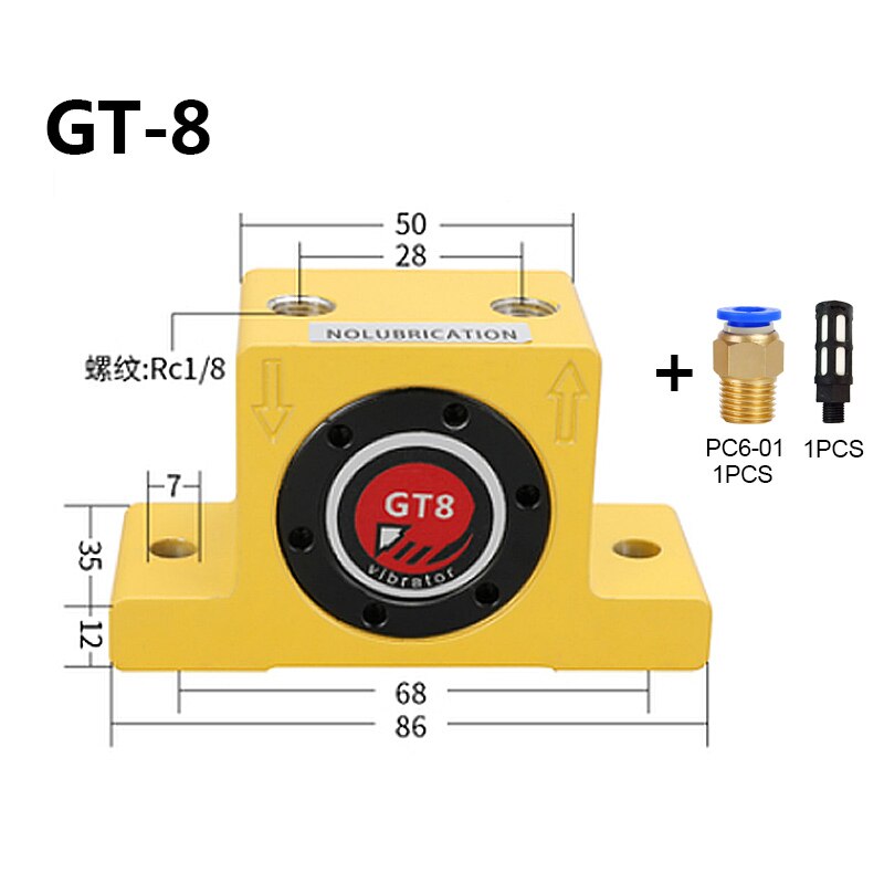 GT8/10/13/16/20/25/30/36/48/60 Pneumatische Vibrator Gt turbine Oscillatoren Pneumatische Industrie Vibrator Hamer Blanking Onderdelen: GT-8