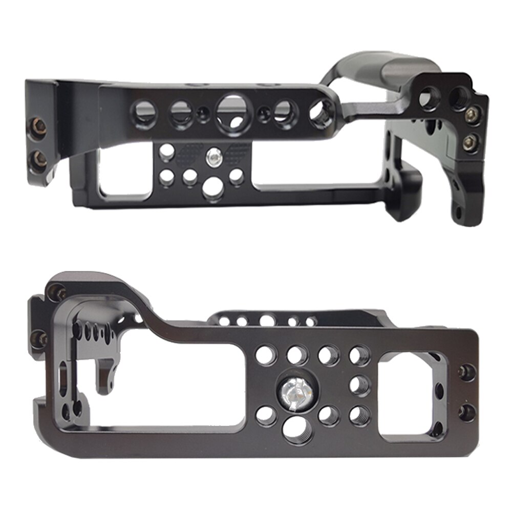 Metal Camera Cage Rig Handle Grip with Cold Shoe Mount 1/4 3/8in Screw Holes for Canon EOS M50/M5 Mirrorless Camera Accessories