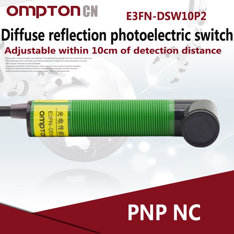 E3FN-DSW10P2 PNP NC Diffuse reflection photoelectric switch 0-10cm (adjustable detection range 5-13cm) 2.5ms (1 second=1000ms)