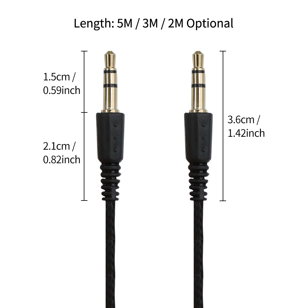 5m/3m/2m Headphone Audio Extension Cable 3.5mm Jack Male to Male AUX Cable Audio Stereo Extender Cord Earphones Speaker Supplies