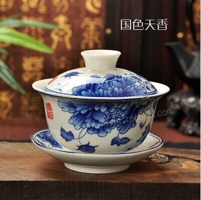 Tea set Include 1 Pot 1 Saucer, gaiwan,Beautiful and easy teapot kettle,Blue and white porcelain gaiwan