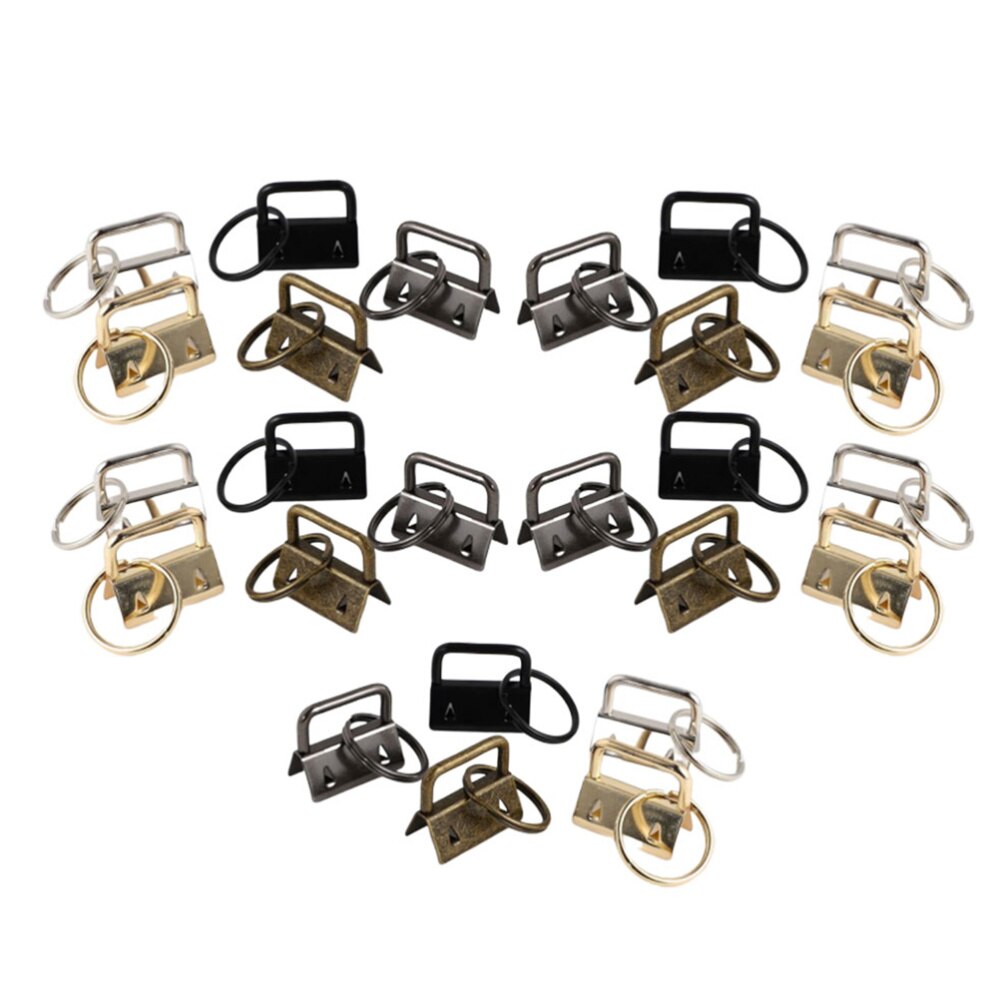 50Pcs Diy Stof Sleutelhanger Fob Polsbandje Met Key Ring Voor Lanyard Bagage Riem Accessoires (25Mm, zilver)