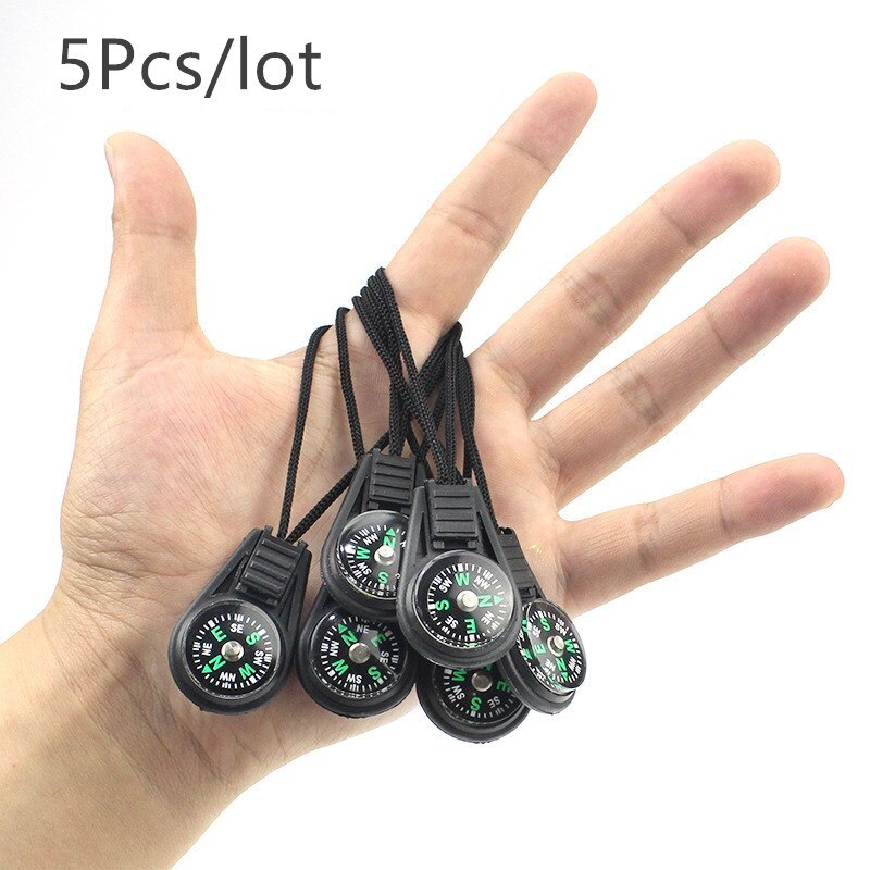 5Pcs/lot Mini Compass Survival Outdoor Camping Hiking Pocket Navigator Adventure Riding Tool Carabiner Climbing Equipment: 5PCS