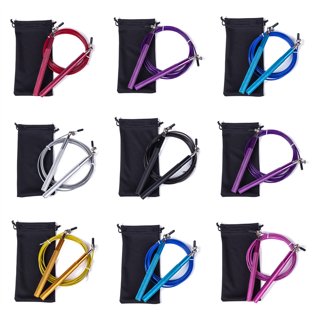 Free pouch 3 Meters METAL BEARING and Handle skipping rope / Speed Cable Jump Rope Crossfit MMA Box home gym / NPFL