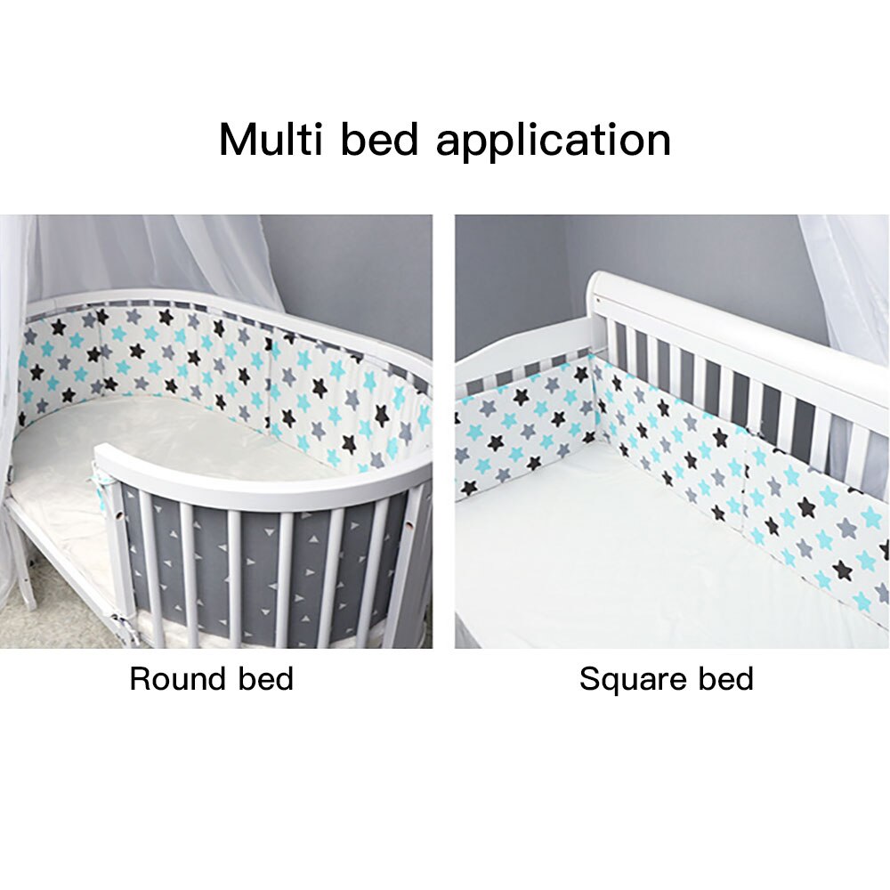 Baby Crib Bumper Breathable Nursery Pads for Standard Cribs Folding Padded Cot Liner for Toddler Security Guards Protector