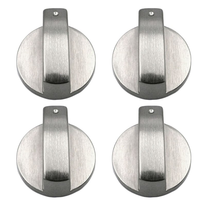 4pcs 6mm/8mm Stoves Cooker Knobs Oven Knob Silver Gas Stove Control Knobs Adaptors Oven Rotary Switch Cooking Parts: 8mm