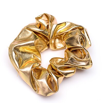 Kvinnor scrunchie hårband guld silver svart färg elastiska hårband för kvinnor hår tillbehör huvudbonader hårhållare: Guld-