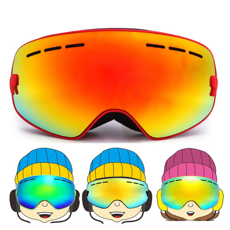 Gafas de esquí para niños y niñas, lentes de Snowboard, protección UV400, gafas de nieve, máscara de esquí antiniebla