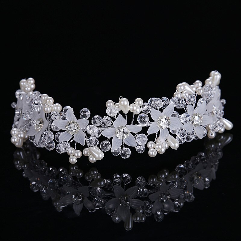 Hair Bands Pearl Wedding Hair Ornament Rhinestone Flower Women Bridal Head Decoration Handmade Crystal Hair Jewelry: A011