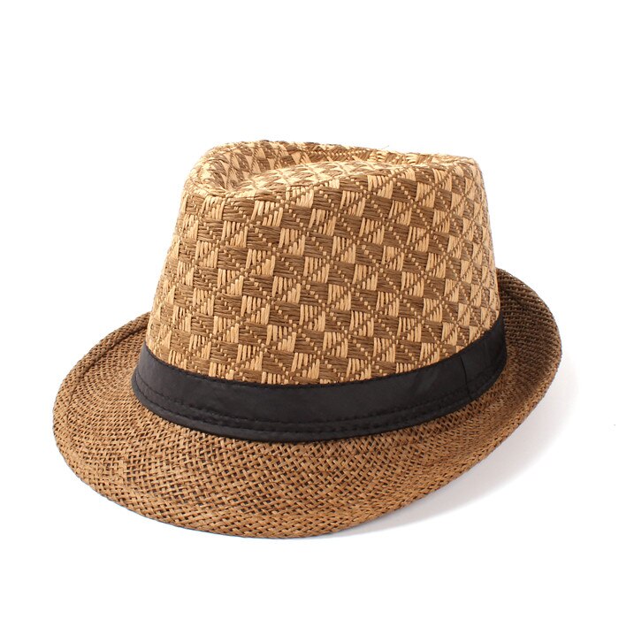 Sommer toquilla halm kvinder mænd sejler strand solhat til herre dame sol fedora hatgarland solhætte panama kasket: Kaffe