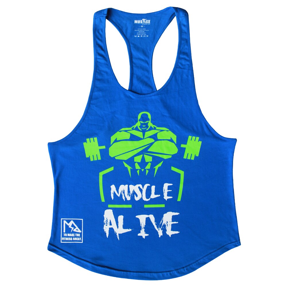 Muskel i live herre bodybuilding t-shirts fitness træning træning tøj fitness tshirt sport bomuld ærmeløse toppe mand mand