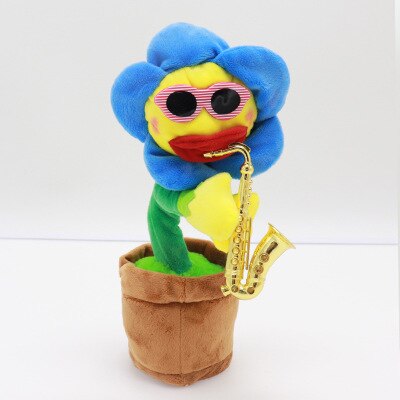Small Music Baby Sunflower Sun Flower Enchanting Flower Saxophone Dancing And Singing Electric Magical Funny: Blue