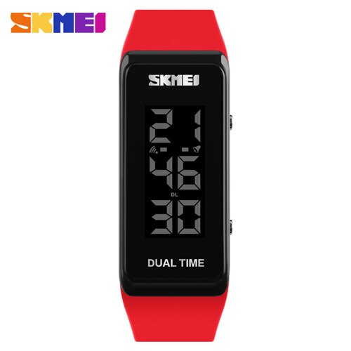 SKMEI Vrouwen Sport Horloges LED Elektronische Digitale Horloges Waterdichte Outdoor Sport Vrouwen Polsbandje Horloge: Red