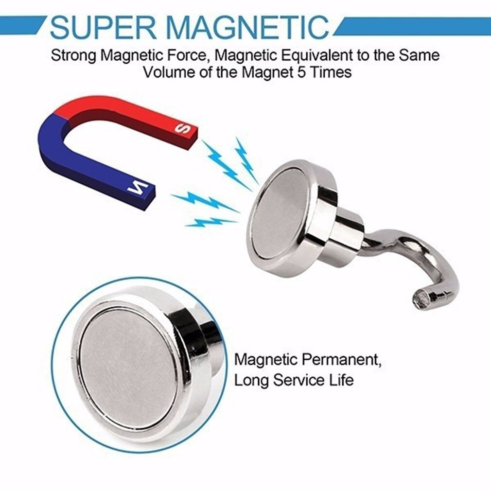 Magnetic Hooks Powerful Magnetic Hook Holder Wall Suction Hook Bracket Hardware Magnetic Tool Silver