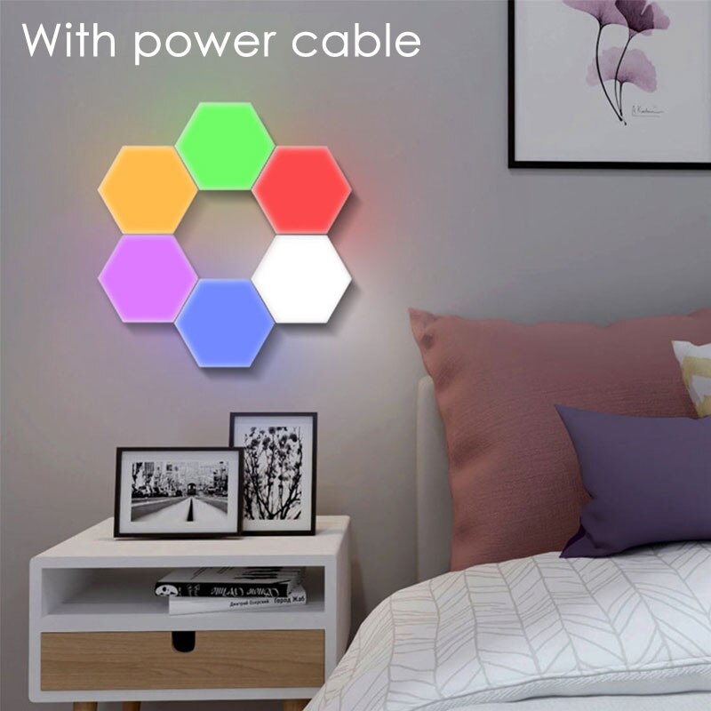 Modular Touch Lights LED Hex Lights DIY Quantum Lamps Magnetic Sensitive Lighting Night Light Home Decoration Wall Lampara: 6pcs-colorful / AU
