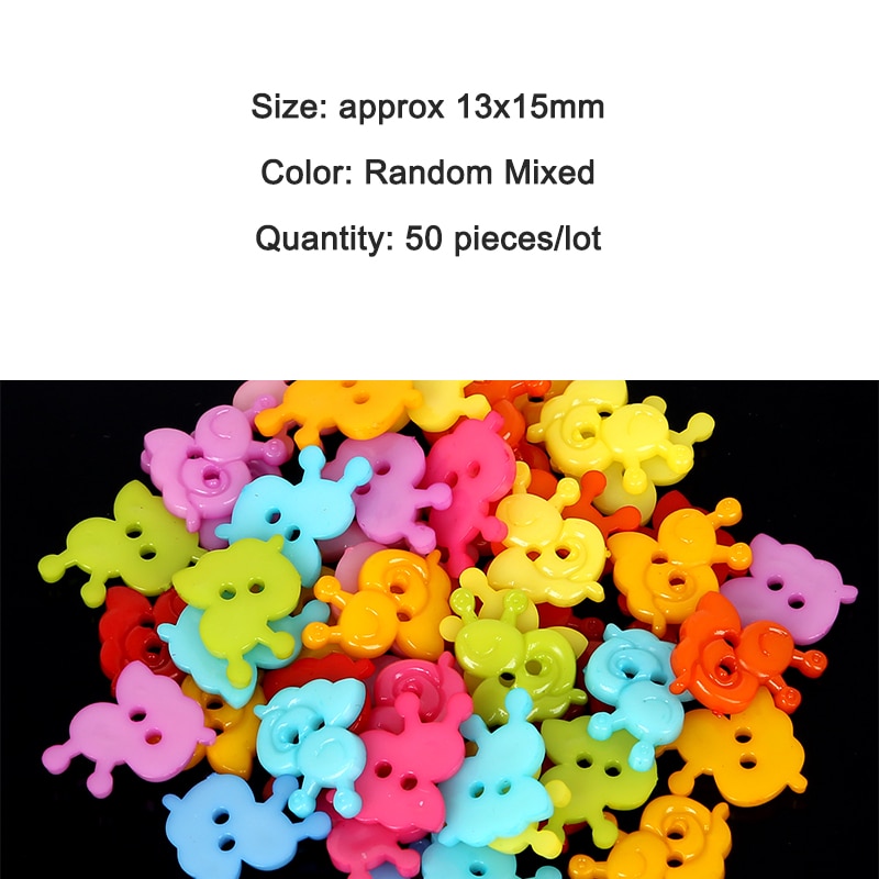 50 Stuks 13X15 Mm Willekeurige Mixed Animal Slak Plastic Knoppen Voor Kleding Naaien Decoratieve Handwerk Scrapbooking Diy Accessoires