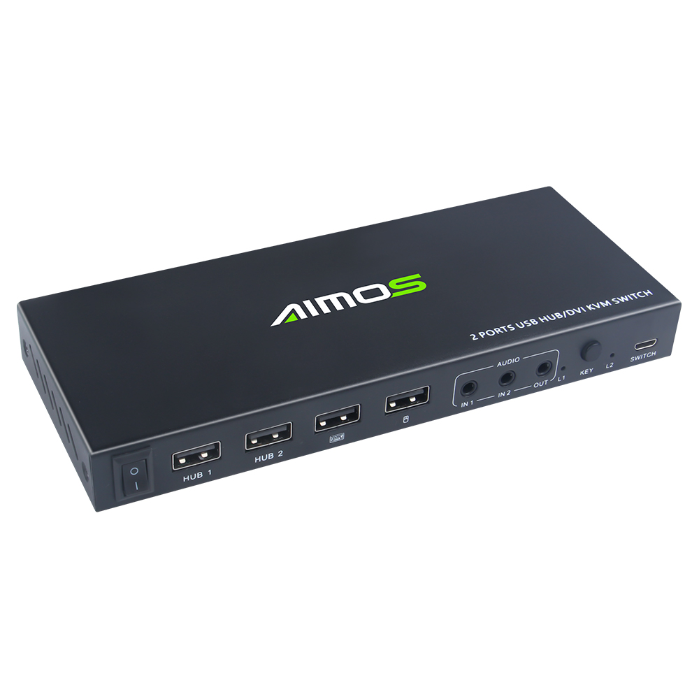 2 Ports DVI KVM Switch USB DVI KVM Switch Box for Sharing Keyboard Mouse Printer Plug Paly Video Display USB Swltch Splitter