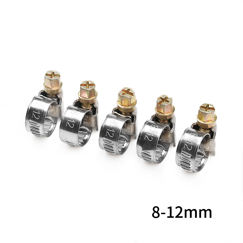 5Pcs/set Pipe Clamps Stainless Steel Hose Clips Fuel Hose Pipe Clamps Metal Fastener Soldering Assortment Kit Anti-oxidation